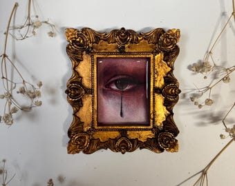 Drip Eye Print Resin in Antique Ornate Frame - Spooky Watercolor Painting Lovers Eye