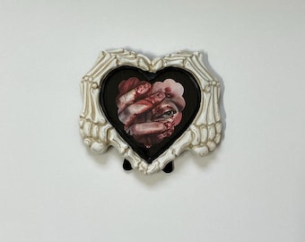 Heart Framed Print  -  Bloody Eyes - Gothic Wall Art Dark Surreal Home Decor Portrait Watercolor Painting