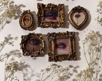 LOVERS EYE Frame MAGNETS Pack of Five - Fine Art Print Dark Surrealism Eye Art Magnets for Fridge Home Decor Kitchen Goth Victorian