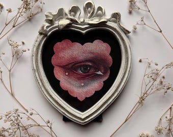 Heart Framed Print  -  Eye - Gothic Wall Art Dark Surreal Home Decor Portrait Watercolor Painting