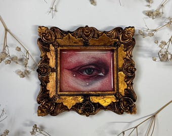 Eye Print Resin in Antique Ornate Frame - Spooky Watercolor Painting Lovers Eye