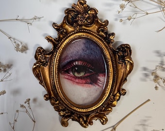 Eye Print Resin in Antique Ornate Frame - Spooky Watercolor Painting Lovers Eye