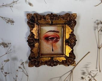 Drip Eye Print Resin in Antique Ornate Frame - Spooky Watercolor Painting Lovers Eye