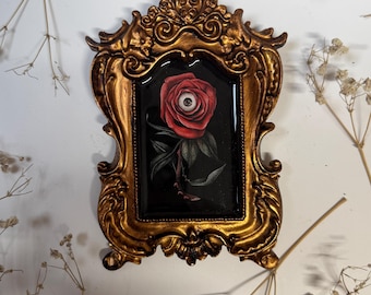 Plant Eye Print Resin in Antique Ornate Frame - Spooky Watercolor Painting Lovers Eye