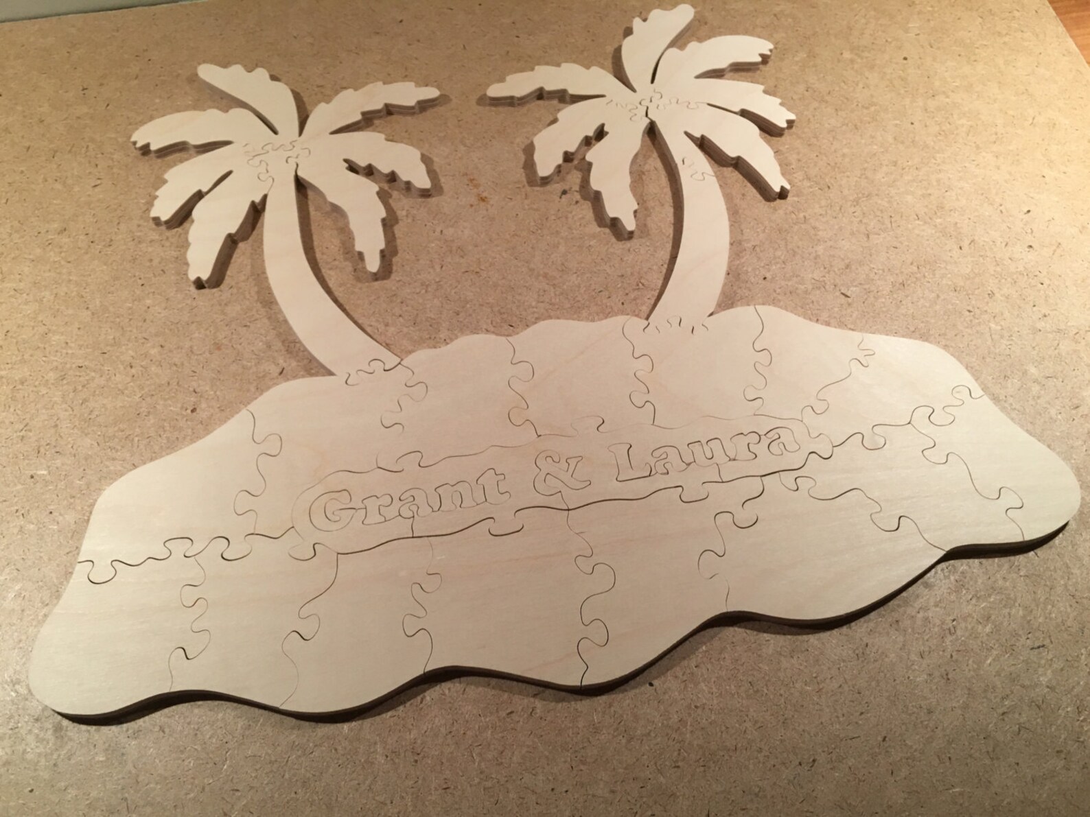 Palm Tree Island Puzzle Alternative Guest Book for Weddings and Other Occasions Cut by Hand ...