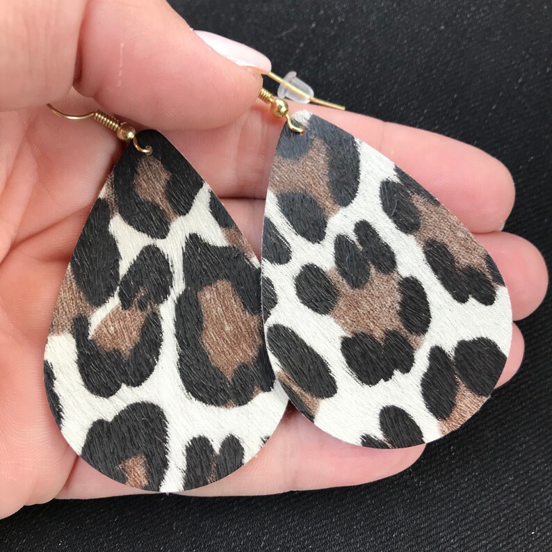 Womens Earrings Leopard Earrings Leopard Print Leather Earrings Faux Leather Earrings