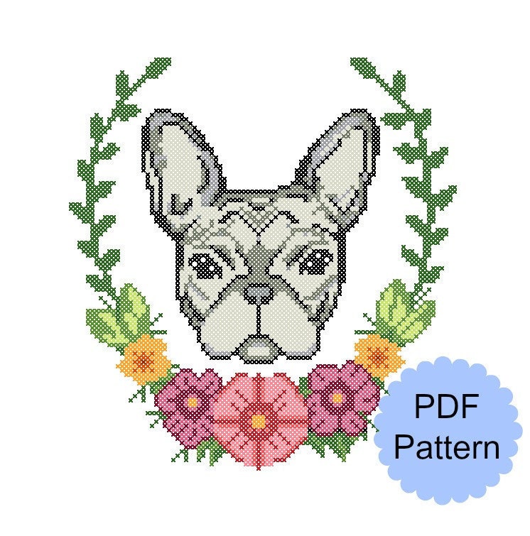 French Bulldog Cross Stitch Pattern Modern Counted Chart ...