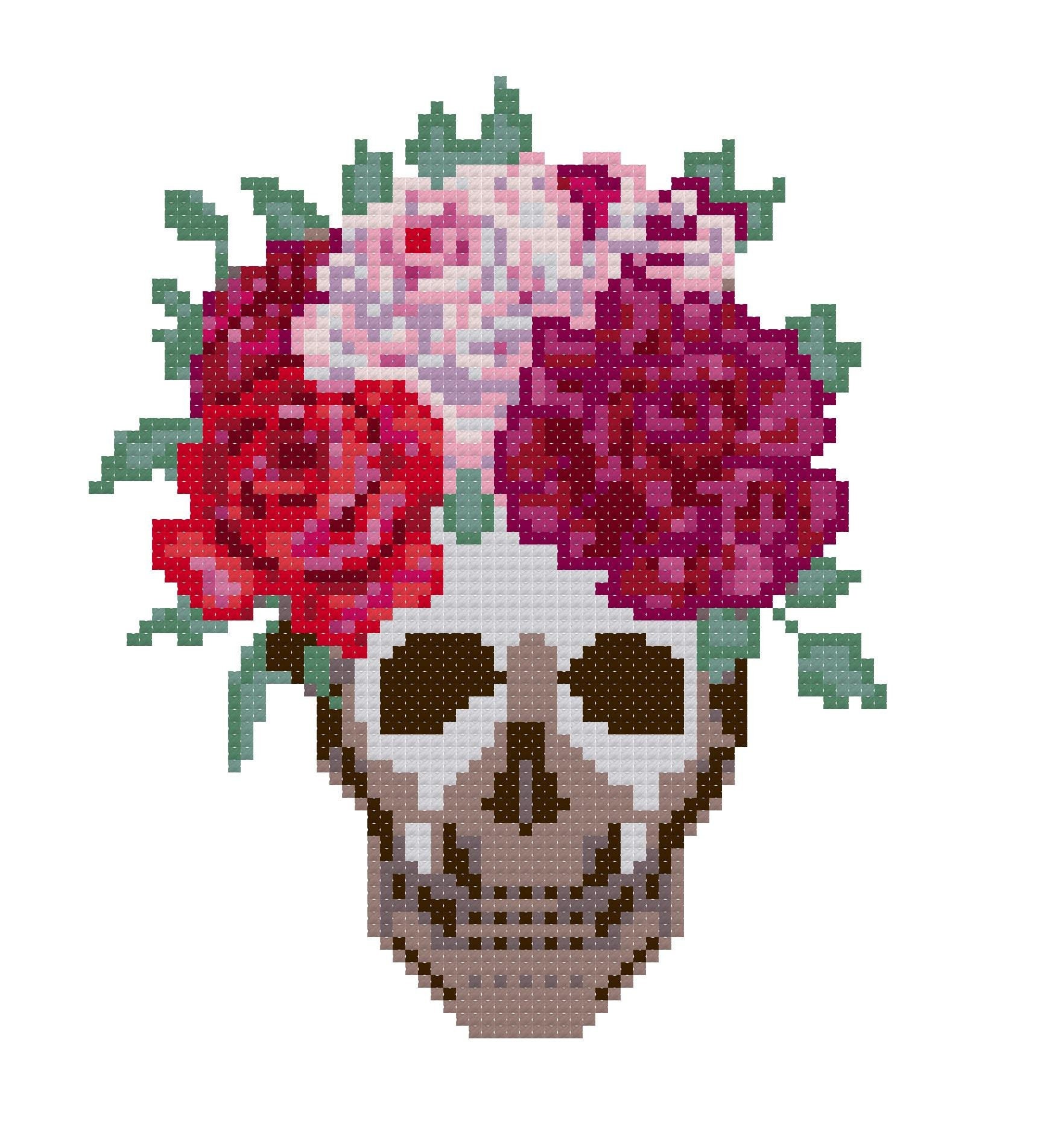 Cross Stitch Gothic Cross Stitch Pattern Digital Download PDF Red Skull ...