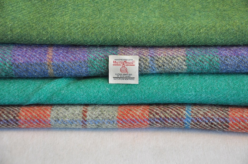 Harris Tweed Fabrics 4 Piece Mix Greens image 1