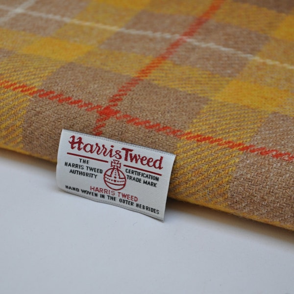 Harris Tweed Fabric - Yellow Orange Check
