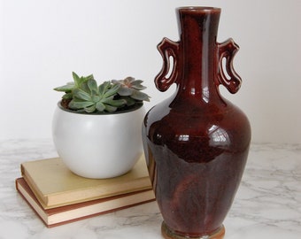 Asian Vase - Vintage StudioAsian Pottery Vase - Maroon Vase