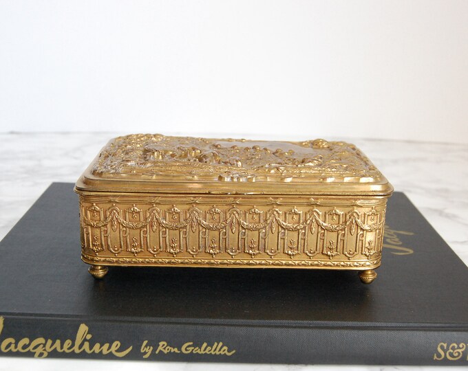 Brass Hinged Box Raised Relief Brass Jewelry Box Trinket Box - Etsy