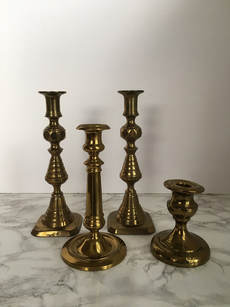 Brass Candlesticks Vintage Candleholder Collection Mix and Match image 1