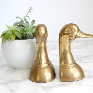 Brass Duck Bookends Brass Duck Figure Vintage Brass Bookend Mallards Bookend Set image 2