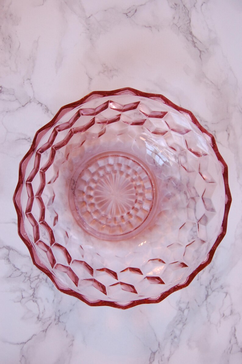 Pink Depression Glass Bowl Pink Glass Bowl Rose Glass Bowl Etsy