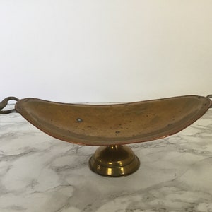 Vintage Russian Brass and Copper Pedestal Bowl Imperial Russia image 2