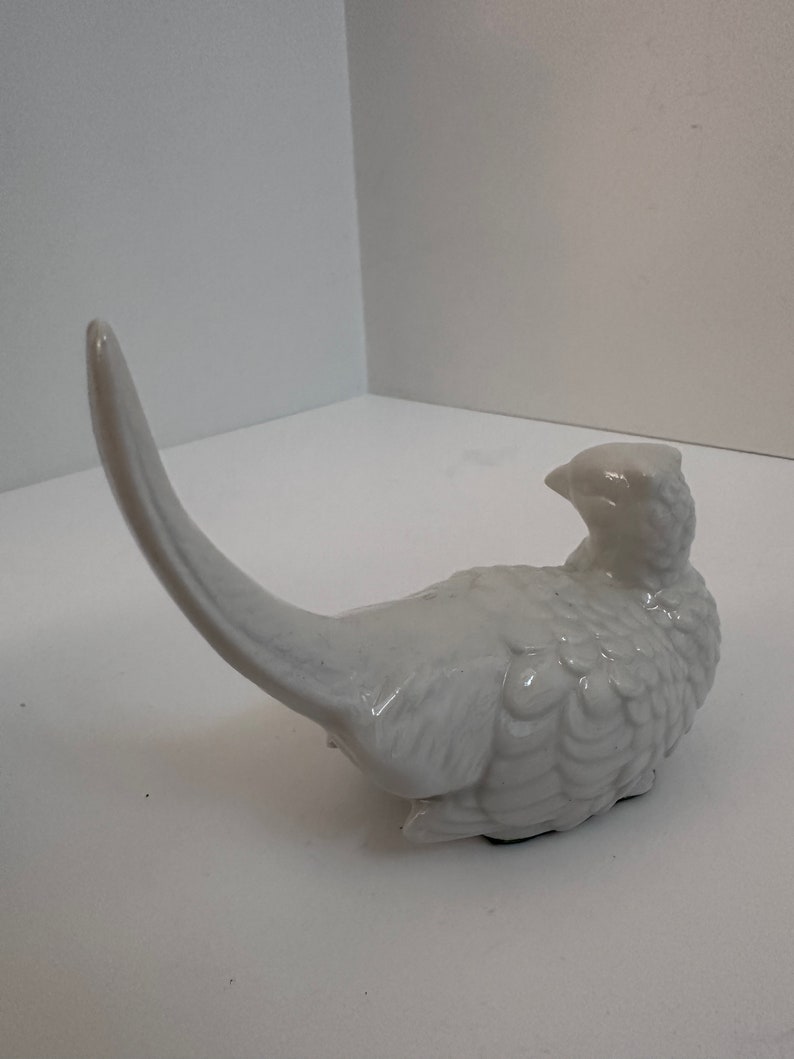 Porcelain Quail Statues Bird Figurines Whiteware Stoneware Chinoiserie Chic Decor image 2