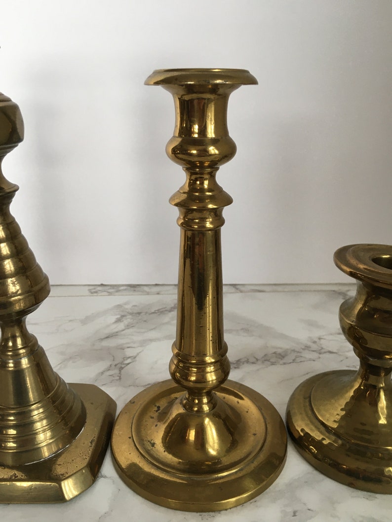 Brass Candlesticks Vintage Candleholder Collection Mix and Match image 5