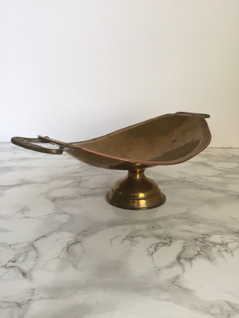 Vintage Russian Brass and Copper Pedestal Bowl Imperial Russia image 8