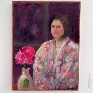 Vintage Öl-Porträtmalerei Original gerahmt Kunst