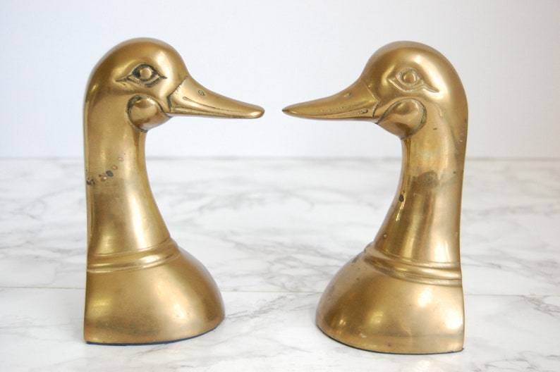 Brass Duck Bookends Brass Duck Figure Vintage Brass Bookend Mallards Bookend Set image 7