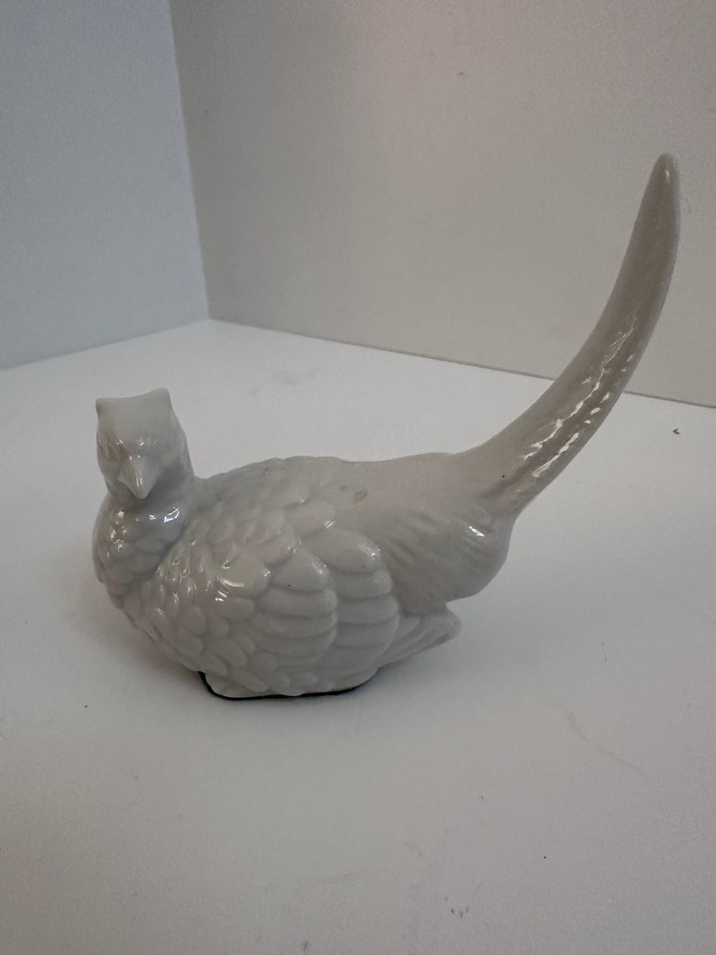 Porcelain Quail Statues Bird Figurines Whiteware Stoneware Chinoiserie Chic Decor image 3