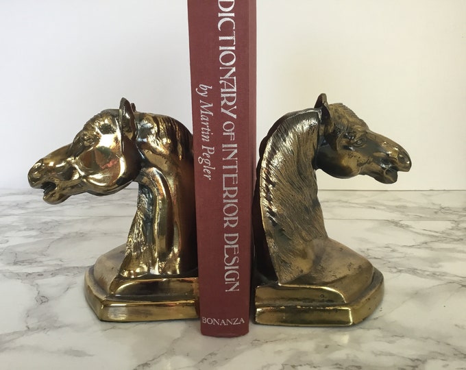 Vintage Horse Bookends Brass Horse Head Equine Bookend Etsy