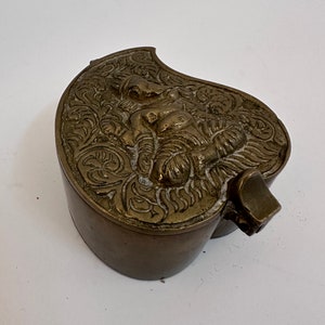 Ganesha Vintage Indian Brass Box Tiny Hinged Box Container Catchall Trinket Box image 5