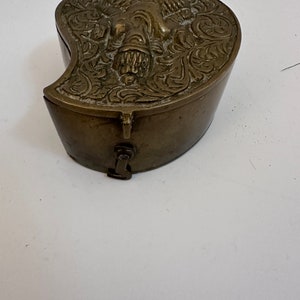 Ganesha Vintage Indian Brass Box Tiny Hinged Box Container Catchall Trinket Box image 3