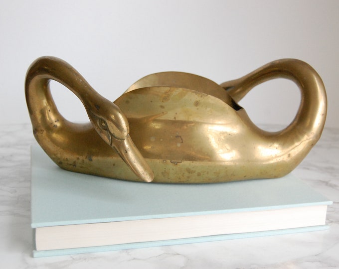 Brass Swan Planter Brass Swan Statue Vintage Brass Swan Etsy