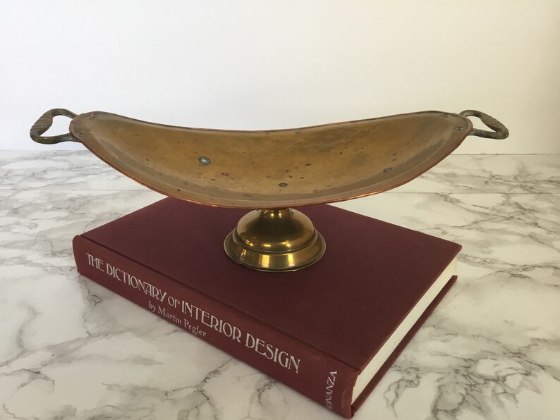 Vintage Russian Brass and Copper Pedestal Bowl Imperial Russia image 1