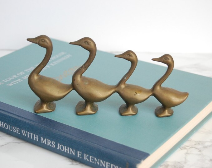 Brass Geese Family Vintage Brass Goose Figurine Brass Accessories Etsy
