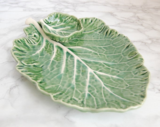 Majolica Cabbage Leaf Platter Vintage Portugal Lettuce Cabbage Etsy