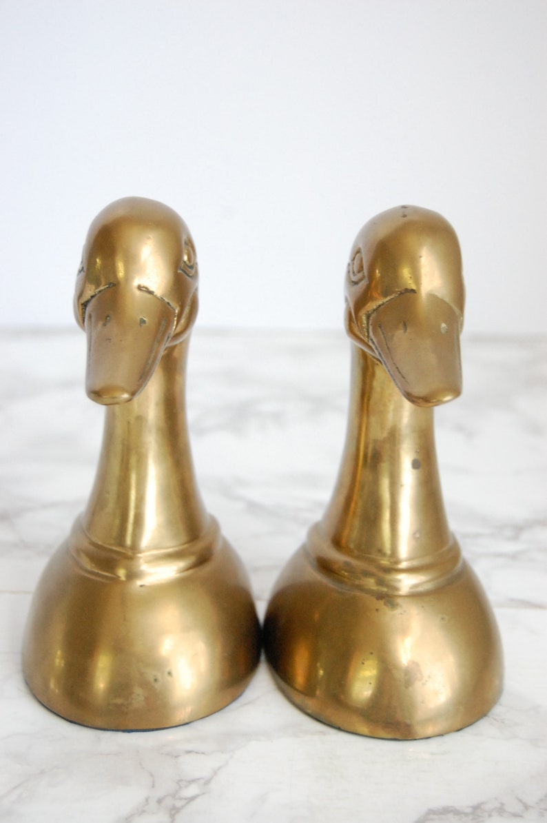 Brass Duck Bookends Brass Duck Figure Vintage Brass Bookend Mallards Bookend Set image 6