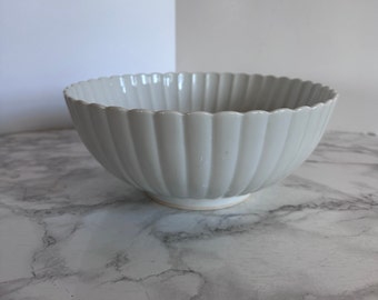 White Fluted Scalloped Serving Decorative Porcelain Bowl Vintage