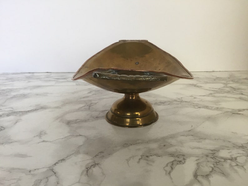 Vintage Russian Brass and Copper Pedestal Bowl Imperial Russia image 7