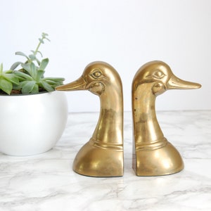 Brass Duck Bookends Brass Duck Figure Vintage Brass Bookend Mallards Bookend Set image 3