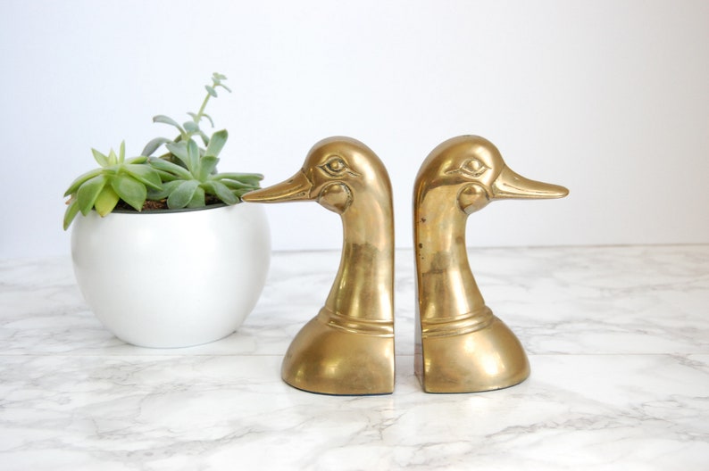 Brass Duck Bookends Brass Duck Figure Vintage Brass Bookend Mallards Bookend Set image 3