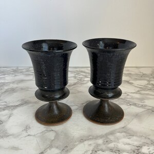 Studio Pottery Goblets Vintage Hand Made Pottery Boho Decor image 3