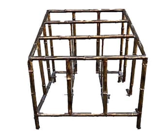 Brass Bamboo Magazine Holder Metal Gold Faux Bamboo Gilt Magazine Rack Hollywood Regency