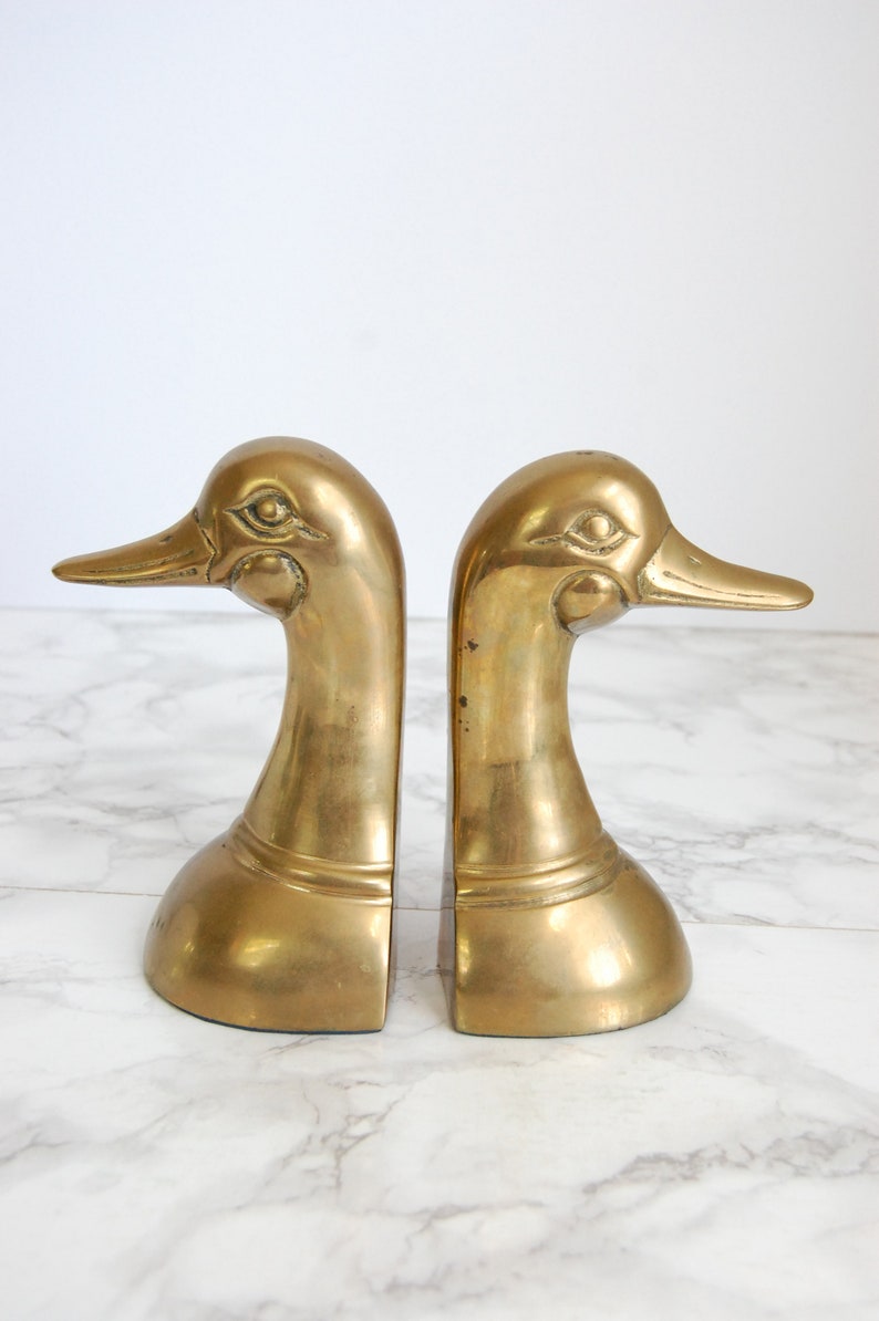 Brass Duck Bookends Brass Duck Figure Vintage Brass Bookend Mallards Bookend Set image 4