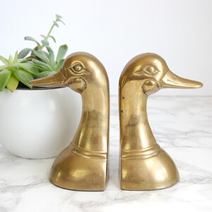 Brass Duck Bookends Brass Duck Figure Vintage Brass Bookend Mallards Bookend Set image 1