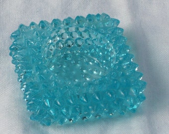 Salt - Hobnail Aqua Pressed Glass Master Salt- Vintage