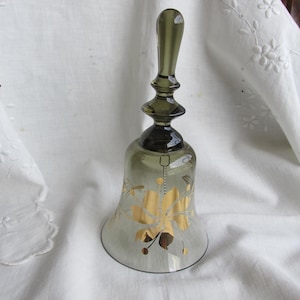 Glass Bell with Gold Flower Decoration - Vintage