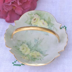 Dish - Hand Painted China Dish with Handle - Vintage