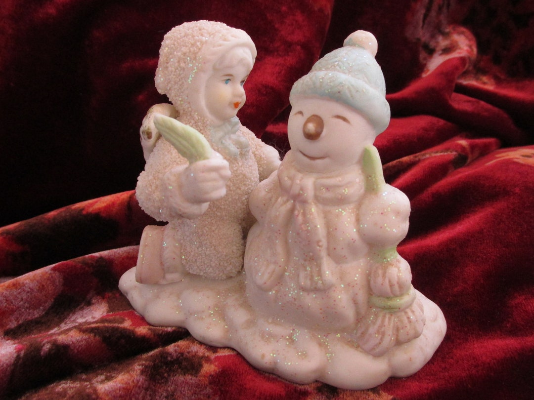 Snow Baby Figurine With Snowman Vintage Etsy