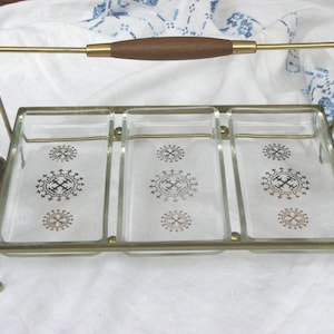 Serving Dish - Retro Server with 3 Glass Insets - Vintage
