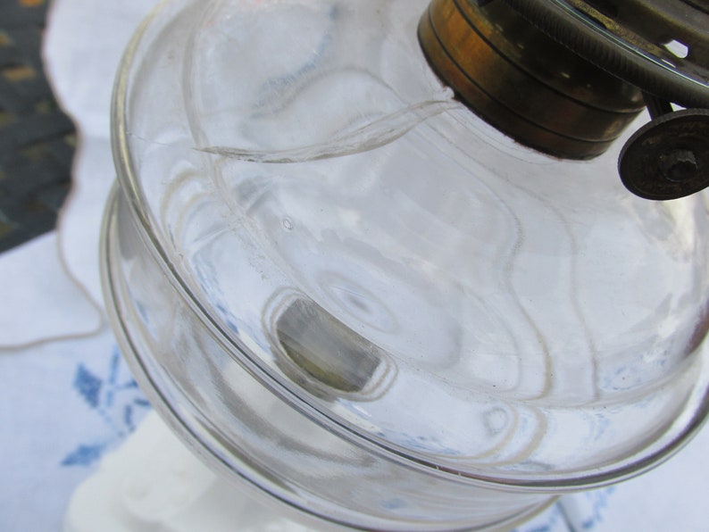 Oil Lamp with Hobnail Milk Glass Shade Free Shipping Vintage