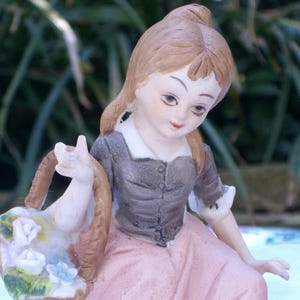 Figurine - Napco Girl Figurine with Basket - Vintage