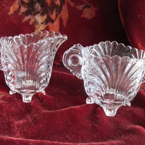 Glass Sugar and Creamer in &quot;Caprice&quot; Pressed Glass - Vintage